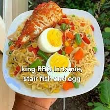 Indomie, stir fish & eggs