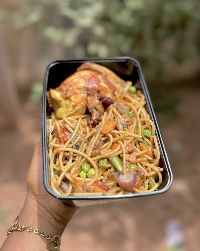 Stir-fry spaghetti & chicken